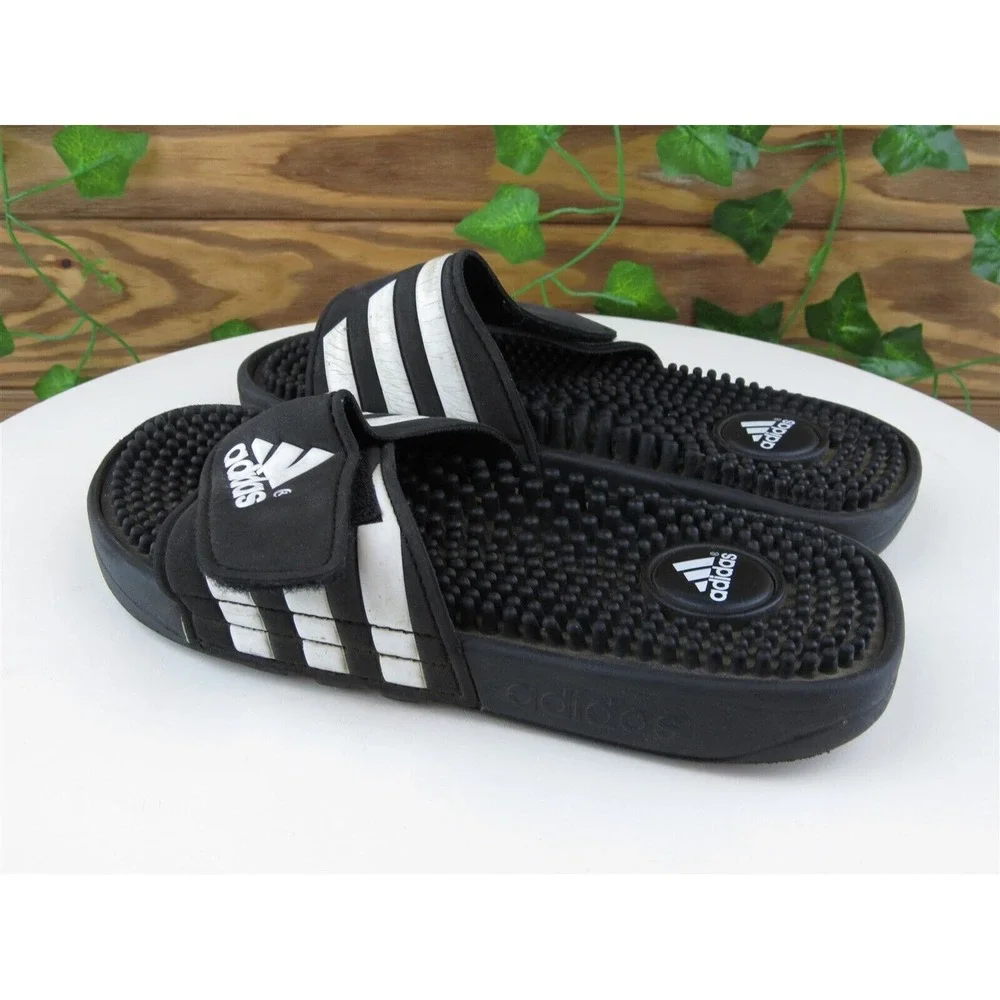 adidas Shoes Sz 2 Slide Boys Youth Black Synthetic Hook & Loop‎ Medium